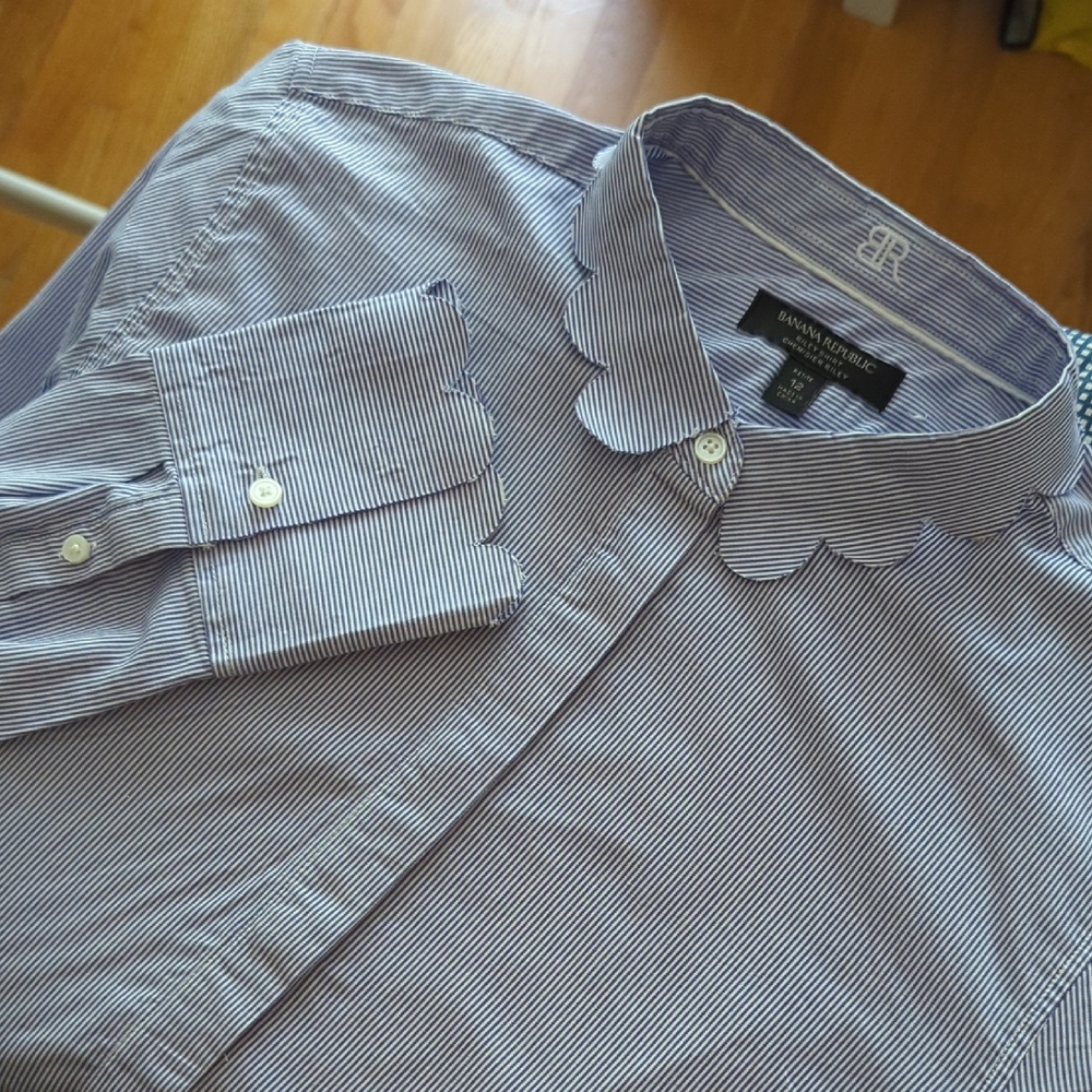 Banana Republic Purple and White Button Down Shirt